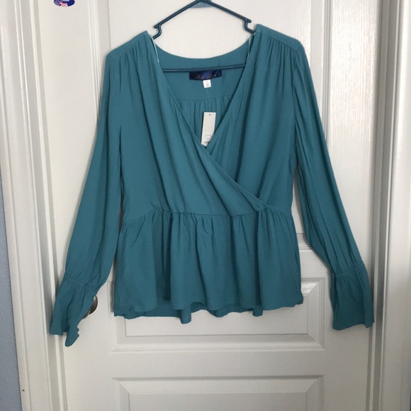 NWT Francesca’s blue long sleeve top - Picture 1 of 8
